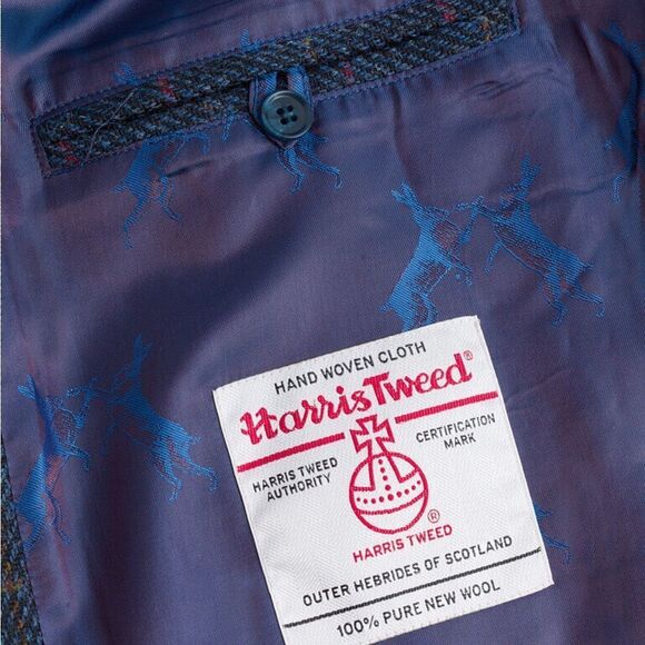 Peter Christian Harris Tweed® Harrington Jacket Navy size XL nwt - Picture 2 of 9
